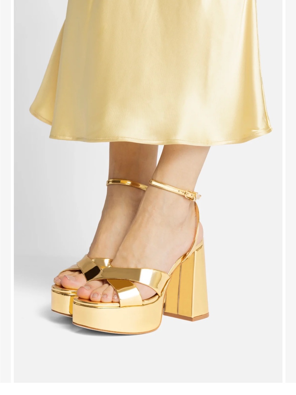 Larroude Dolly X Platform Sandal In Gold Specchio